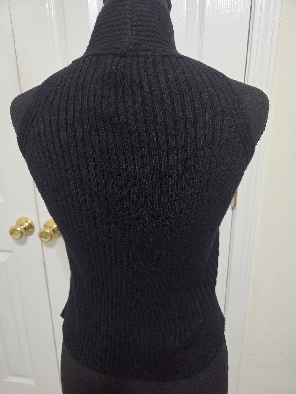 Listicle Black Ribbed Cross-Halter Tank - Picture 2 of 3